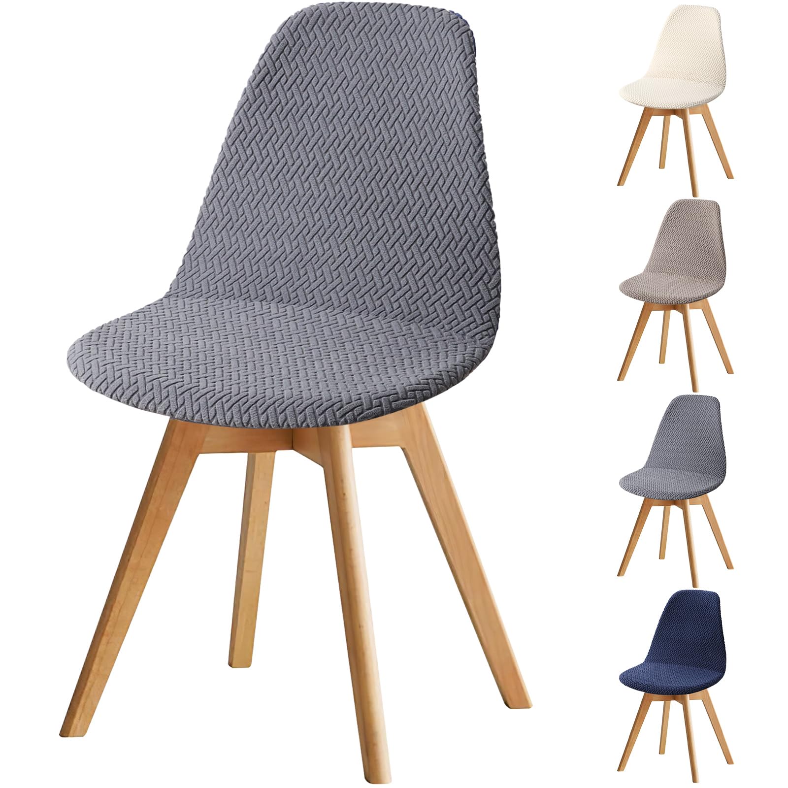 Fuloon Shell Dining Chair Covers, Mid Century Modern Chair Slipcover, Jacquard Elastic Dining Chair Covers, Washable Removable Chair protector for Dining Room, Kitchen, Restaurant, Hotel