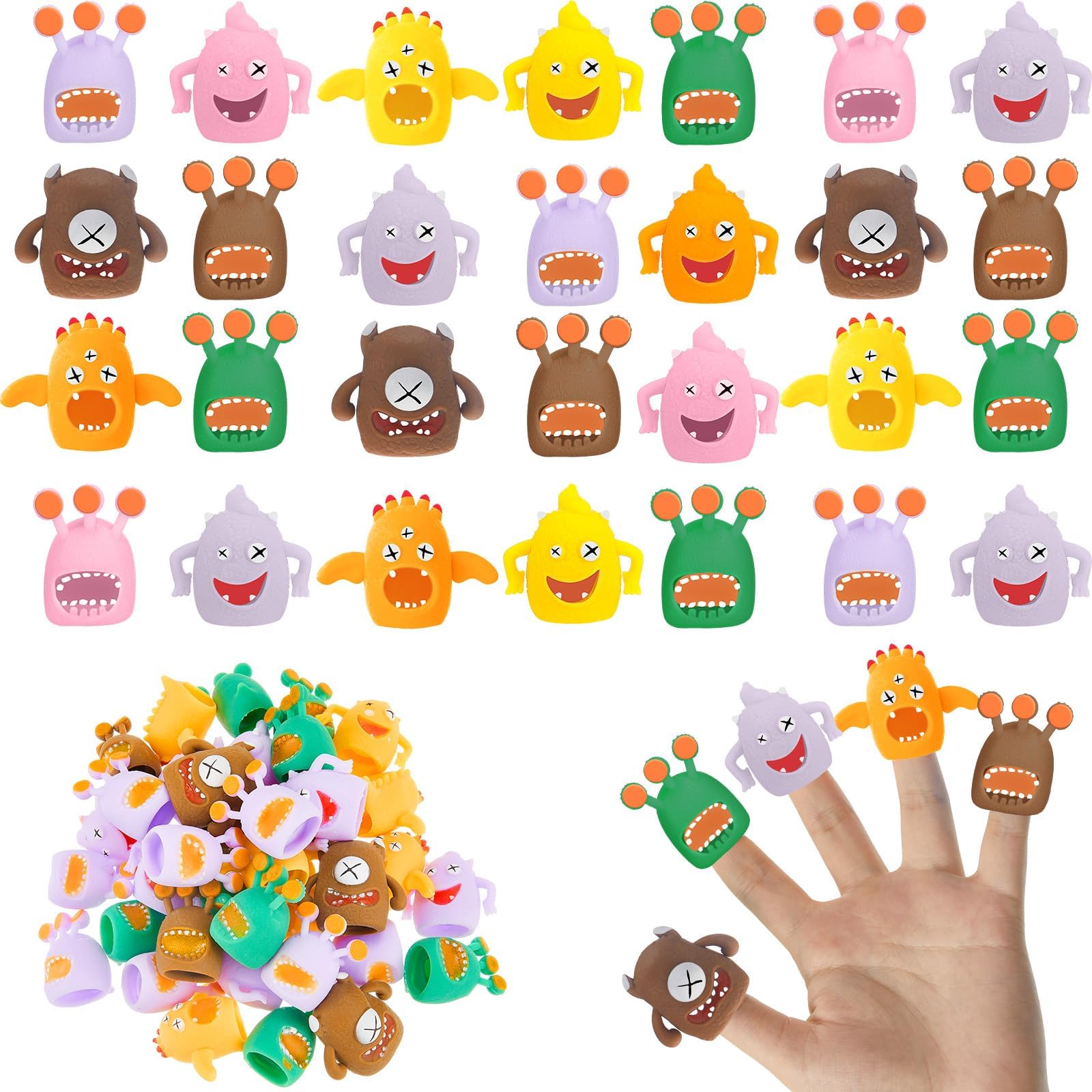 40 Pcs Cute Finger Puppets Toys Finger Toys of Monster Pattern Soft Rubber Finger Puppet Mini Stretchy Fidget Toy Finger Doll Toys Tiny Prank Set for Role Playing Birthday Party Favor (Lively Style)