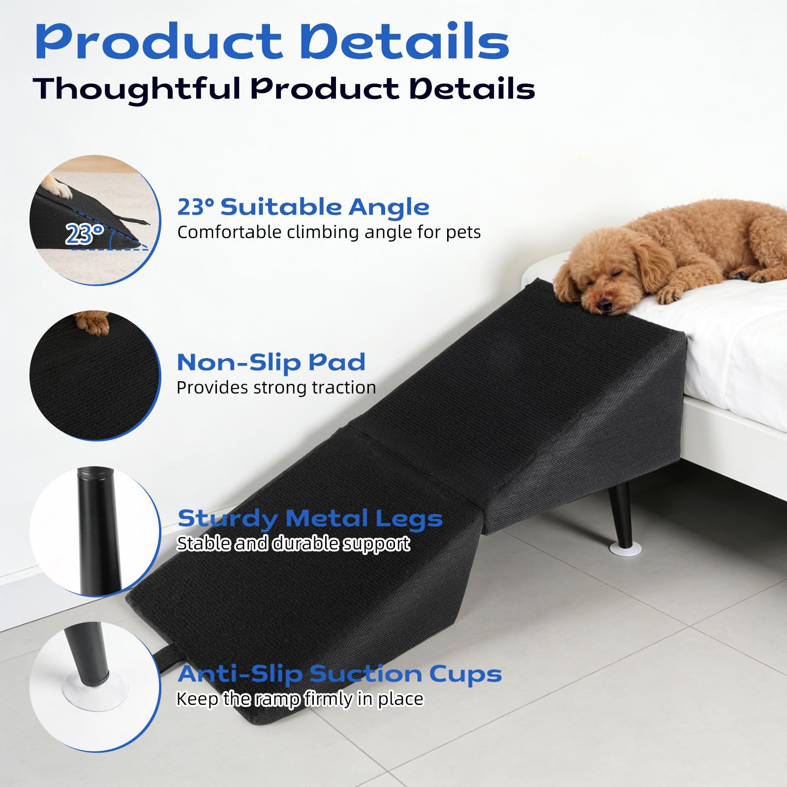 Escalera para perros plegable, antideslizante y suave escalera para mascotas para algodón y lino para sofá y cama, escalera para mascotas para perros pequeños y gatos, plegable como reposapiés, 74,5 x