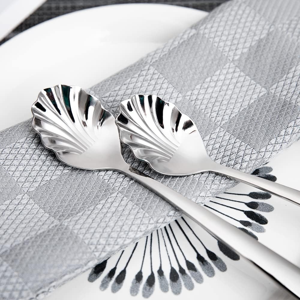 TRUSBER Cucchiaini in acciaio inox, a forma di conchiglia, vintage, per caffè, espresso, cappuccino, dessert, zucchero, demia, tè pomeridiano, cucina e bar, piccolo, oro (confezione da 6
