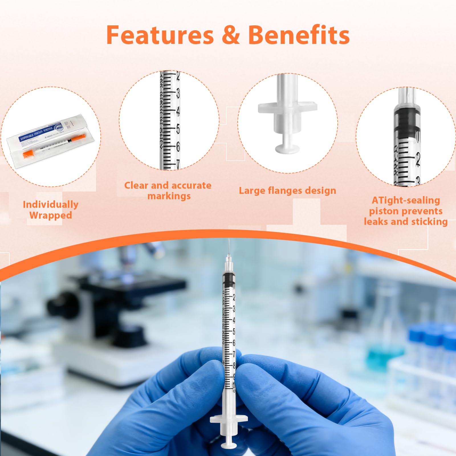30 Pack U-100 1ml 31G 5/16 Inch 8mm Syringes with Needle, Individual Sealed — Amazon image 3
