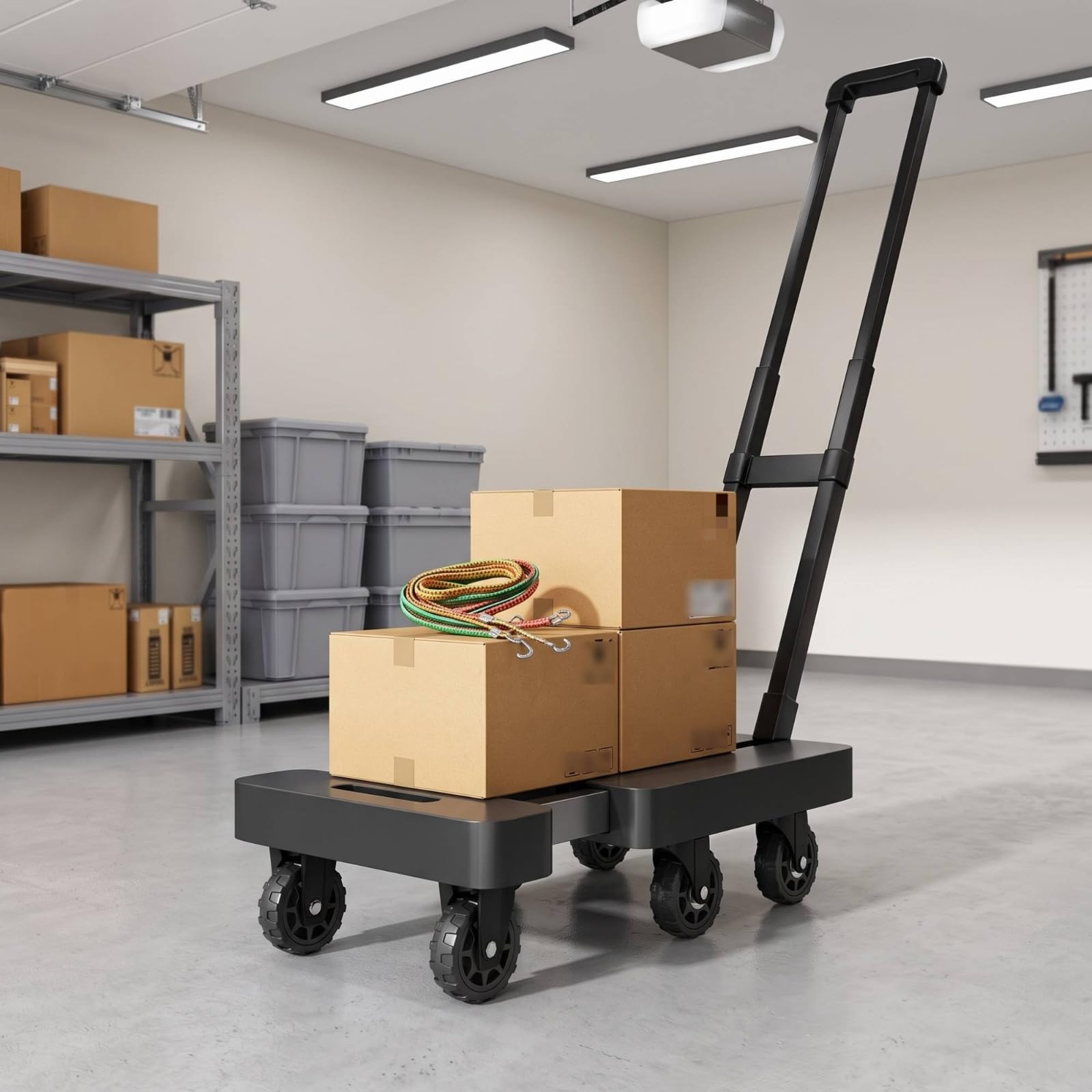 MagiDeal Carrello Pieghevole Carrello Piattaforma Carrello Trasporto Mano a Basso Profilo per Carichi Fino a 350libbre per Manovre Agevoli Chiusura Compatta Adatto a Artigiani Scuole, Nero