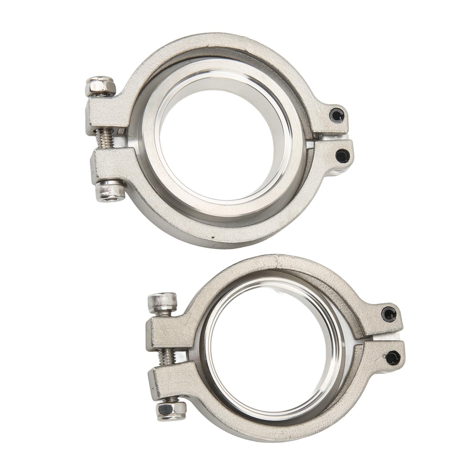 Set di Morsetti a Banda V 44 Mm, KIMISS Morsetti di Scarico in Acciaio Inossidabile Kit di Riparazione della Flangia di Ingresso Kit di Morsetti a Flangia a Banda V Argento
