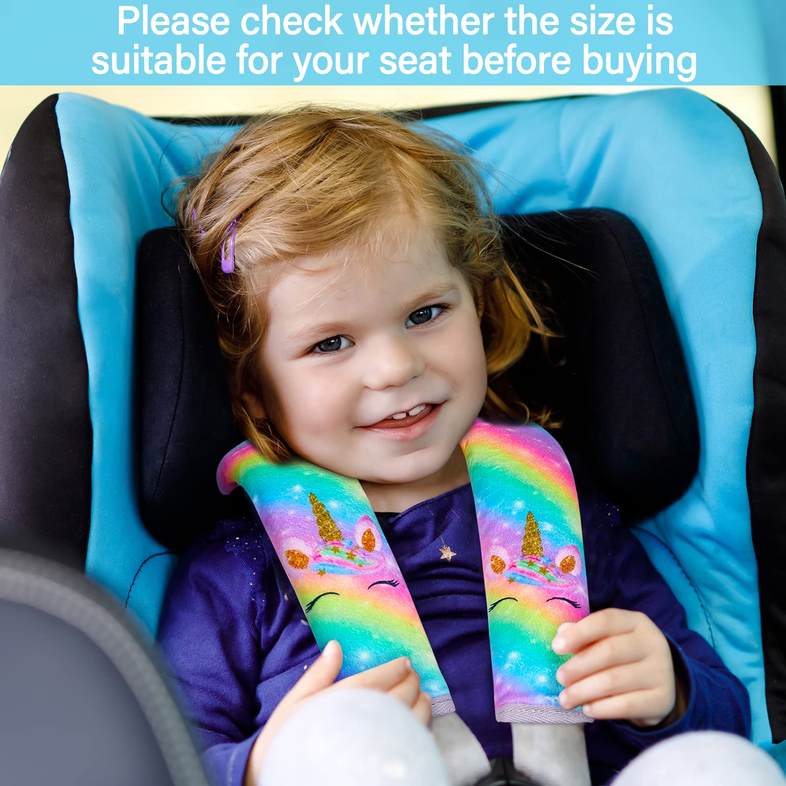 Cuscino Per Auto Con Cintura Di Sicurezza - Regolabile Per Bambini E Adulti Motivo Unicorno - Foto 8