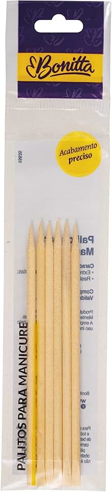 Palitos para Manicure com 6 Unidades, Pequeno, 604BT, Bonitta, Madeira, Bonitta