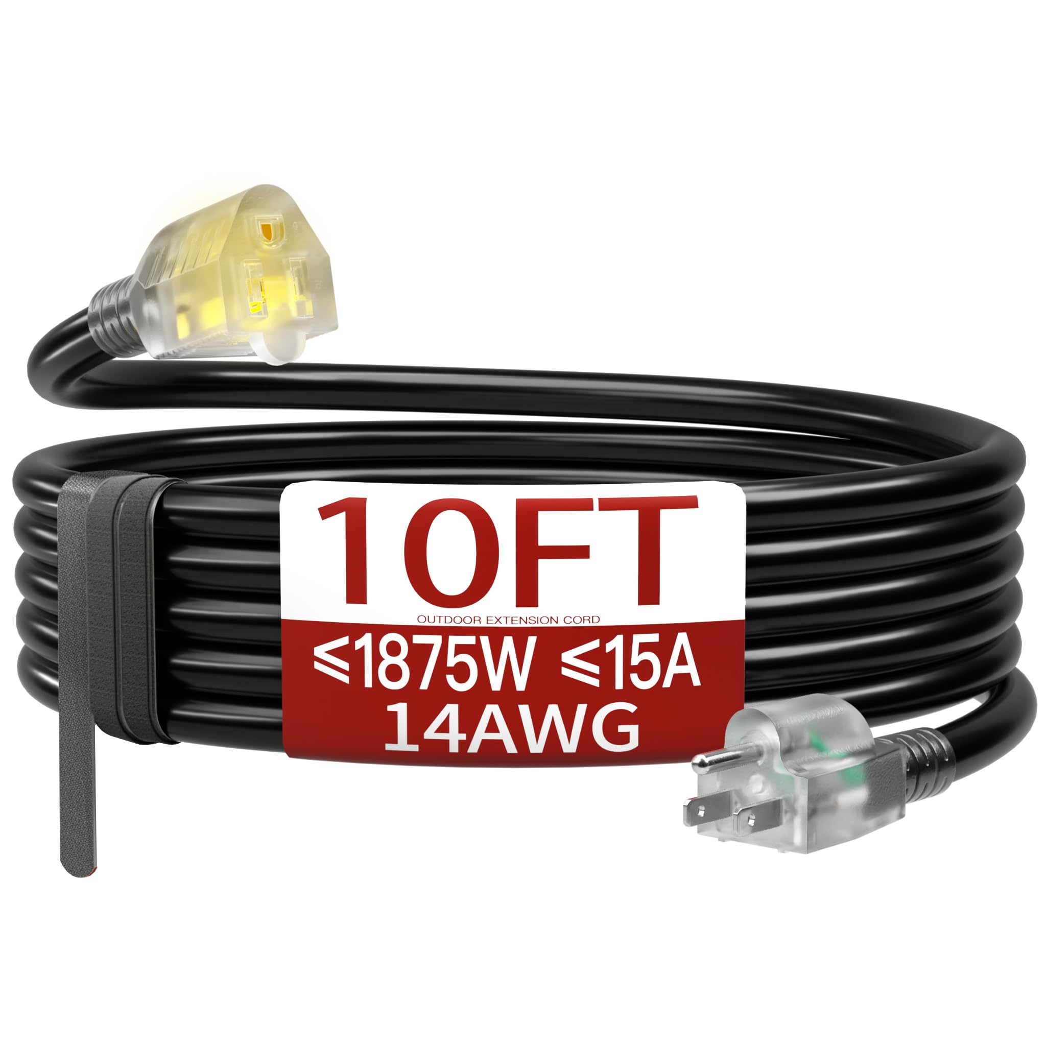 Skrizcable 14/3 10 FT Extension Cord Outdoor, Black Power Cord