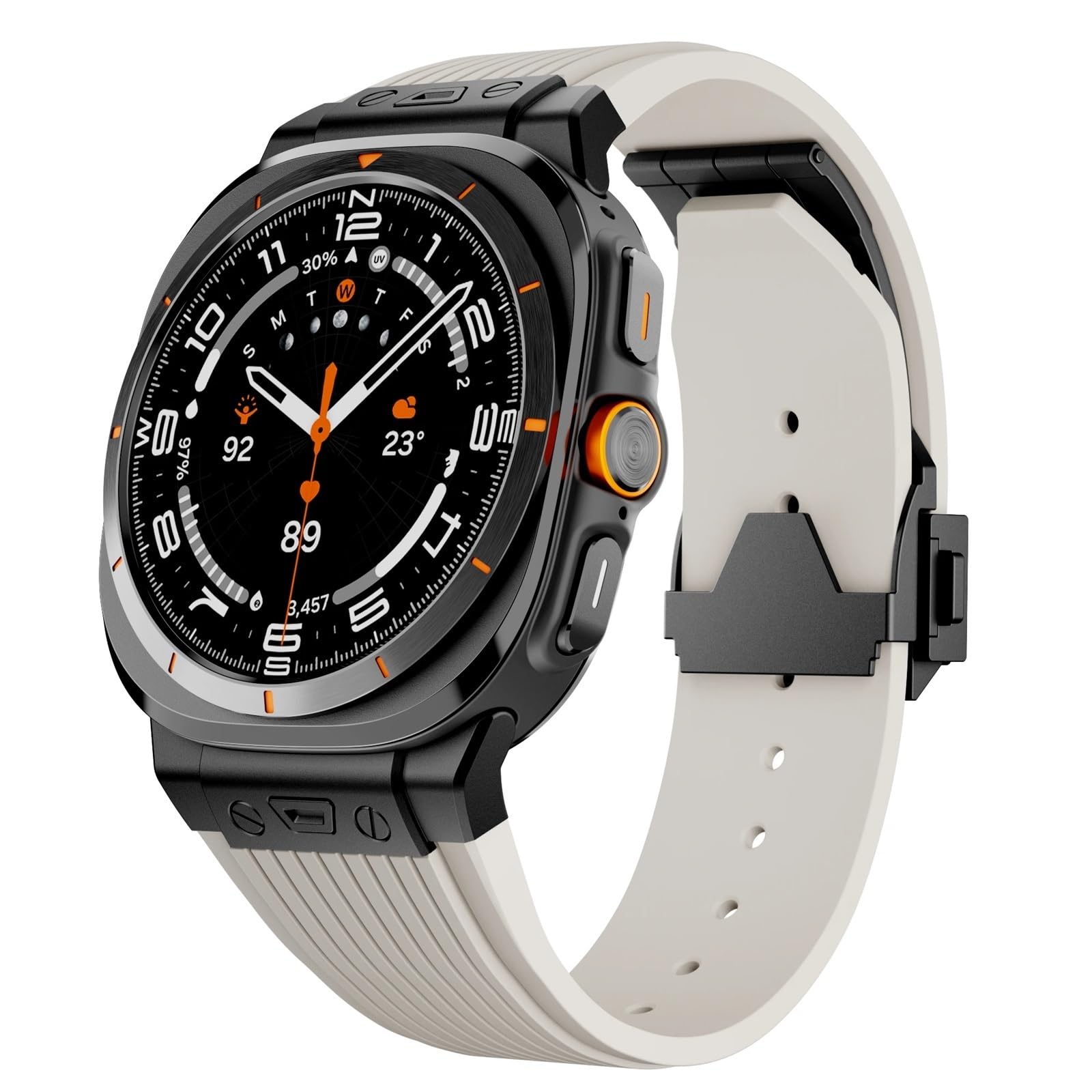 Luksusowy metalowy pasek silikonowy z zakrzywionym końcem do zegarka Samsung Galaxy 7 Ultra 47 mm opaska sportowa do bransoletki Galaxy 7 Ultra 47 mm bez przerw
