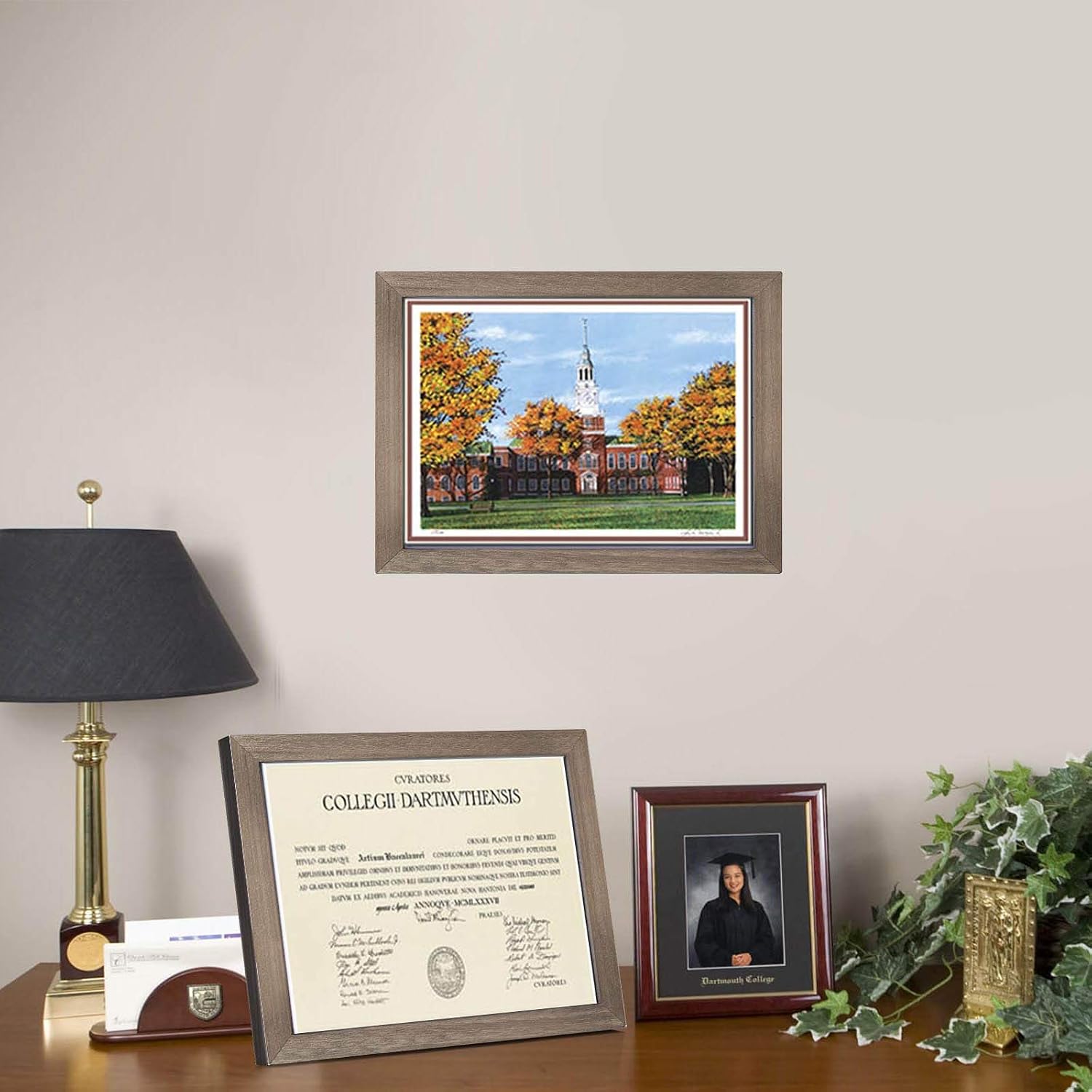 Emfogo 8.5x11 Certificate Frames with Stand Rustic Wood Document Frames with High Definition Glass Diploma Frames for Wall or Tabletop Display Set of 2 (Gray)