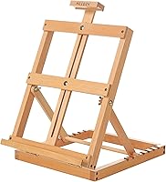 Vista 1 de MEEDEN Heavy-Duty Tabletop Studio H-Frame Wooden Easel- Solid Beech Wood Adjustable Artists Desktop Wood Easel Table for Artist, Beginners & Teens
