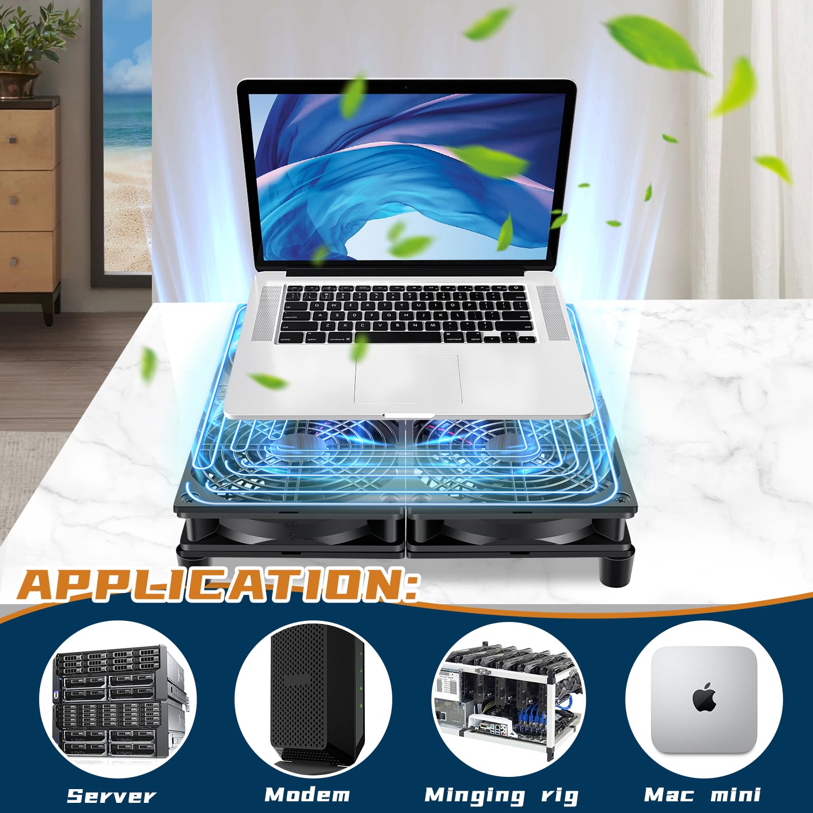 4 x 120 mm kleiner, flacher Router-Kühlbox-Lüfter mit variabler Geschwindigkeit | PC-Kühlpad für Xbox, TV-Box, Netzwerk-Modem, AV-Geräteschrank, Mining-Server und DIY-Eectronics-Auspuff