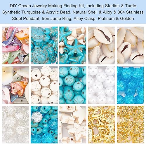 Miniatura 4 de PH PandaHall 357 cuentas de concha de estrella de mar para fabricación de joyas de océano de 0.71 oz (20 gramos) de conchas marinas, cuentas