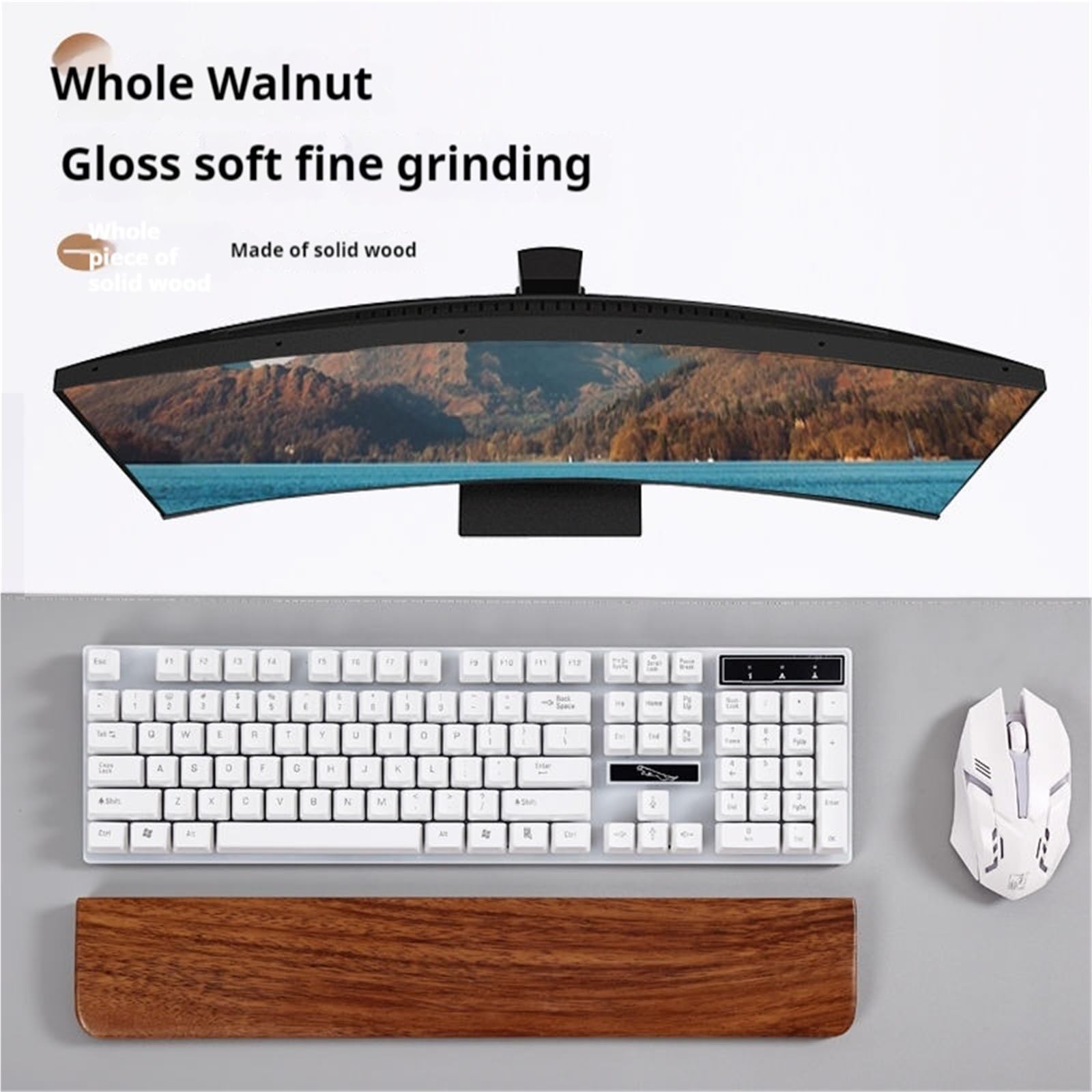 Repose-poignet en bois massif, repose-poignet ergonomique for clavier mécanique, 87/98/104/108 touches, compatible avec plusieurs tailles, personnalisable(36X8CM for 87 keys)