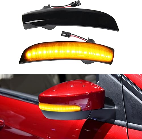 OPP ULITE Luces de marcador de espejo lateral de escape, lente ahumada, 30 LED, luz de señal de giro ámbar, reemplazo para Ford KugaEscapeEcosport