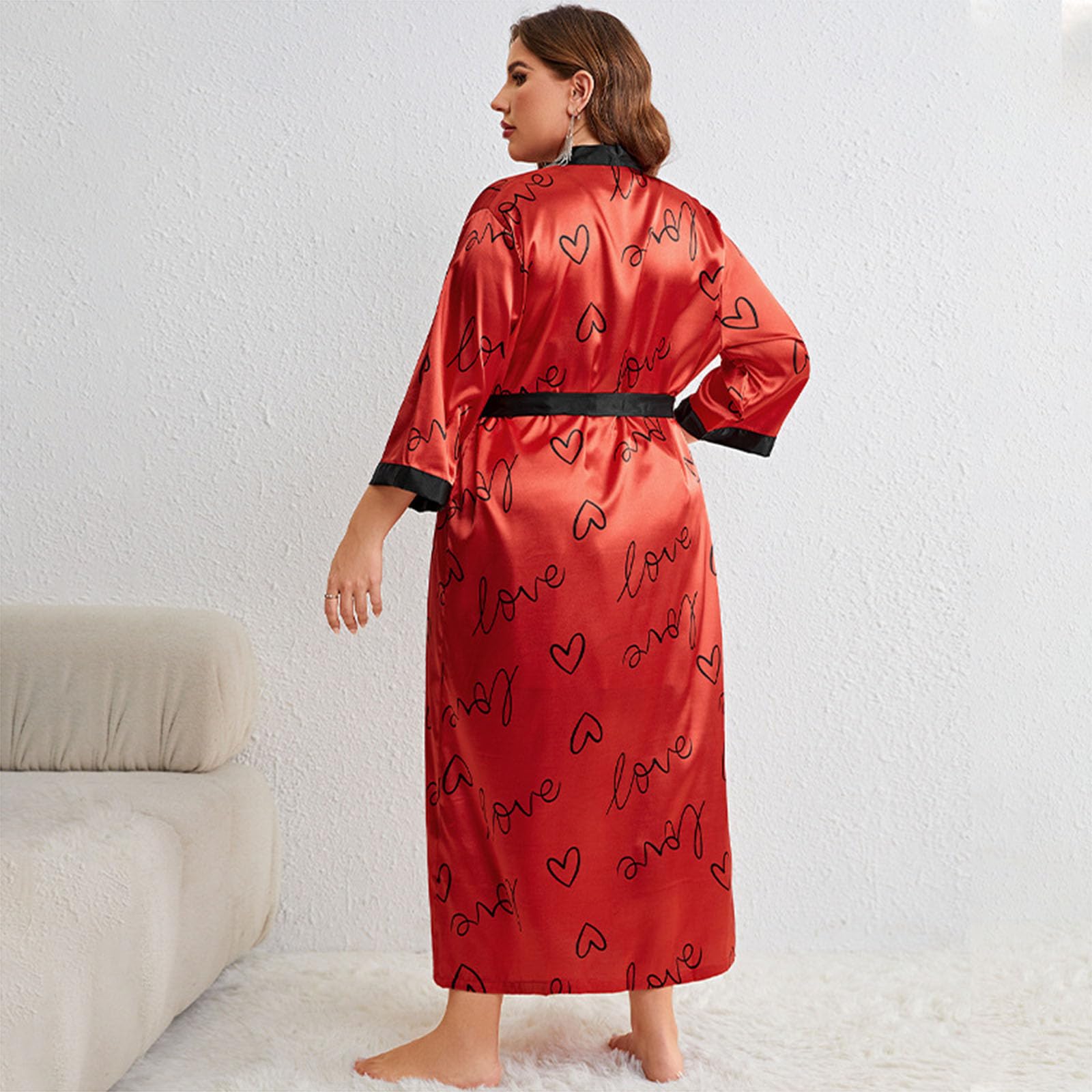 Generic Satynowy zestaw damskich koszul nocnych Jedwabna bielizna Cami Pajama w rozmiarze plus size z szatami,Blue,4XL