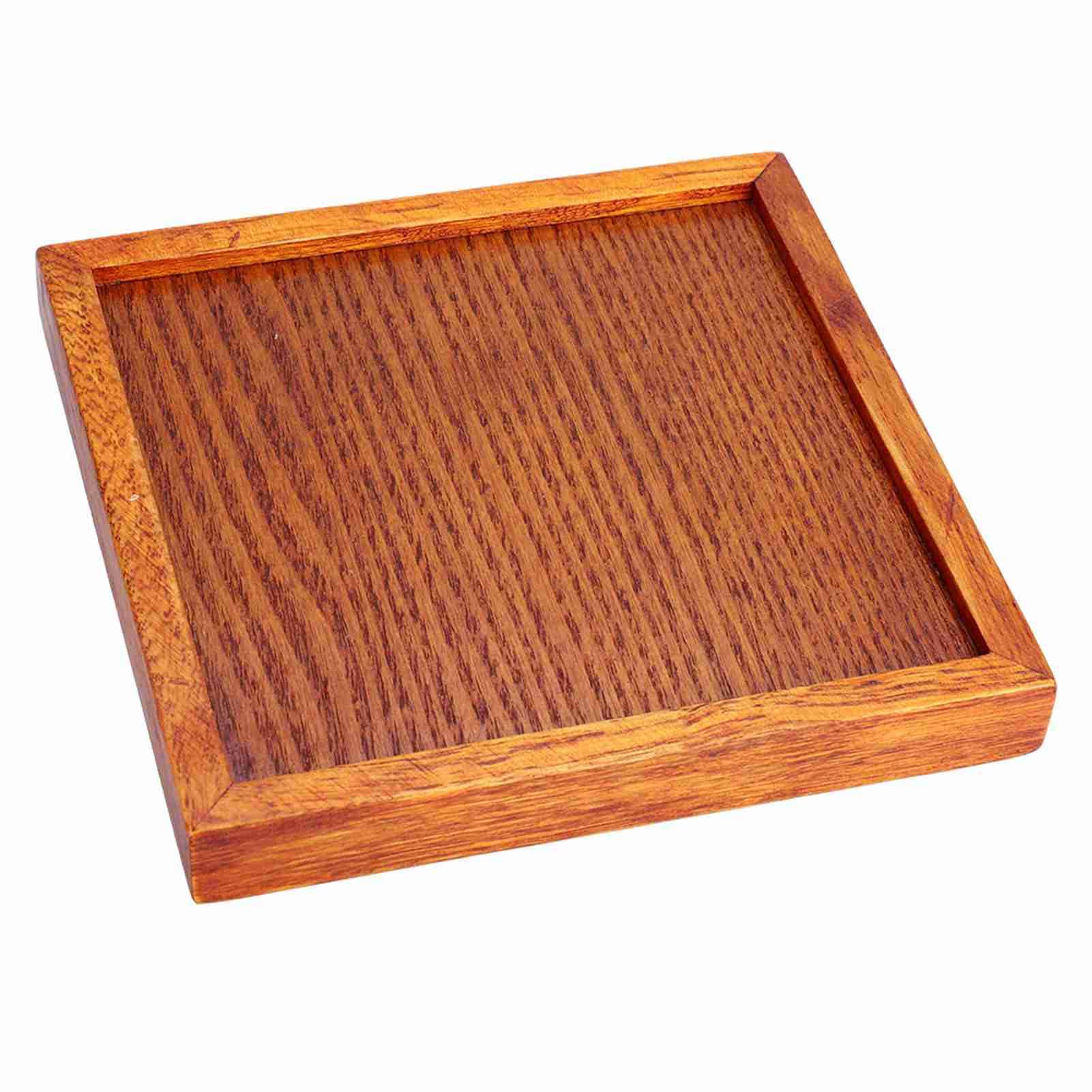 Plateau de service carré en bois pour thé fruits petit récipient individuel