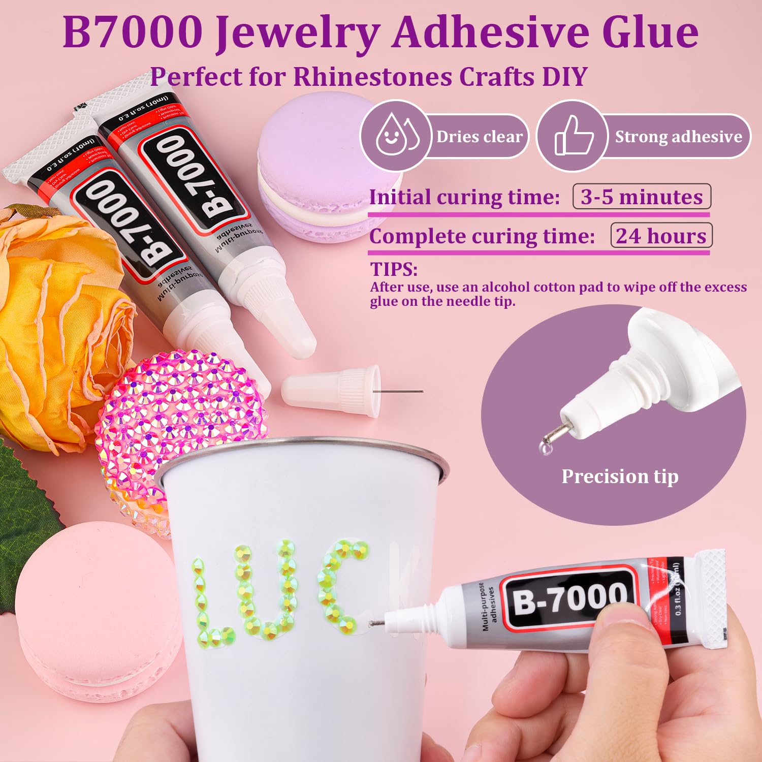 32000Pcs Resin Rhinestones for Bedazzling, Silver Clear Flatback Gems for Diamond Art, Crystal Bedazzler Kit with 3Pcs 10ml B7000 Jewelry Glue for Nail Art Crafting Clothing Book Makeup