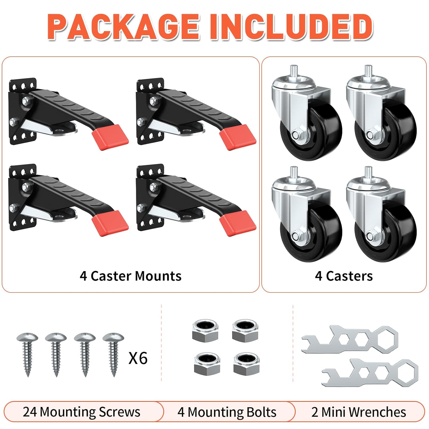 SPACEKEEPER Workbench Casters kit 920 Lbs Retractable Casters Heavy Duty Bench Caster Wheels Side Mounted Retractable Workbench Wheels Designed for Workbenches Machinery & Tables, 4 Pack