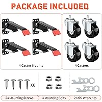 Vista 7 de SPACEKEEPER Kit de ruedas para banco de trabajo, ruedas retráctiles con capacidad de 920 libras, ruedas giratorias de banco de trabajo de servicio