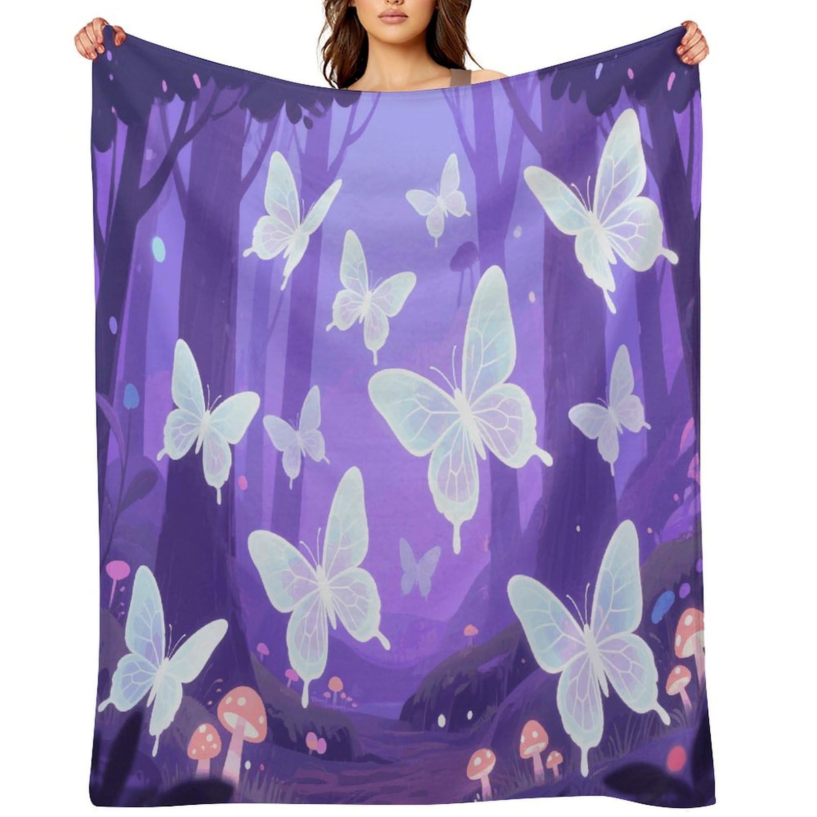 Butterfly Blankets Exquisite Luxury Flannel Throw Blanket Anti-Fading Thick Blanket for Sofa&Bed Blankets Ultra-Soft Bath Towels for Adult 50"x60"
