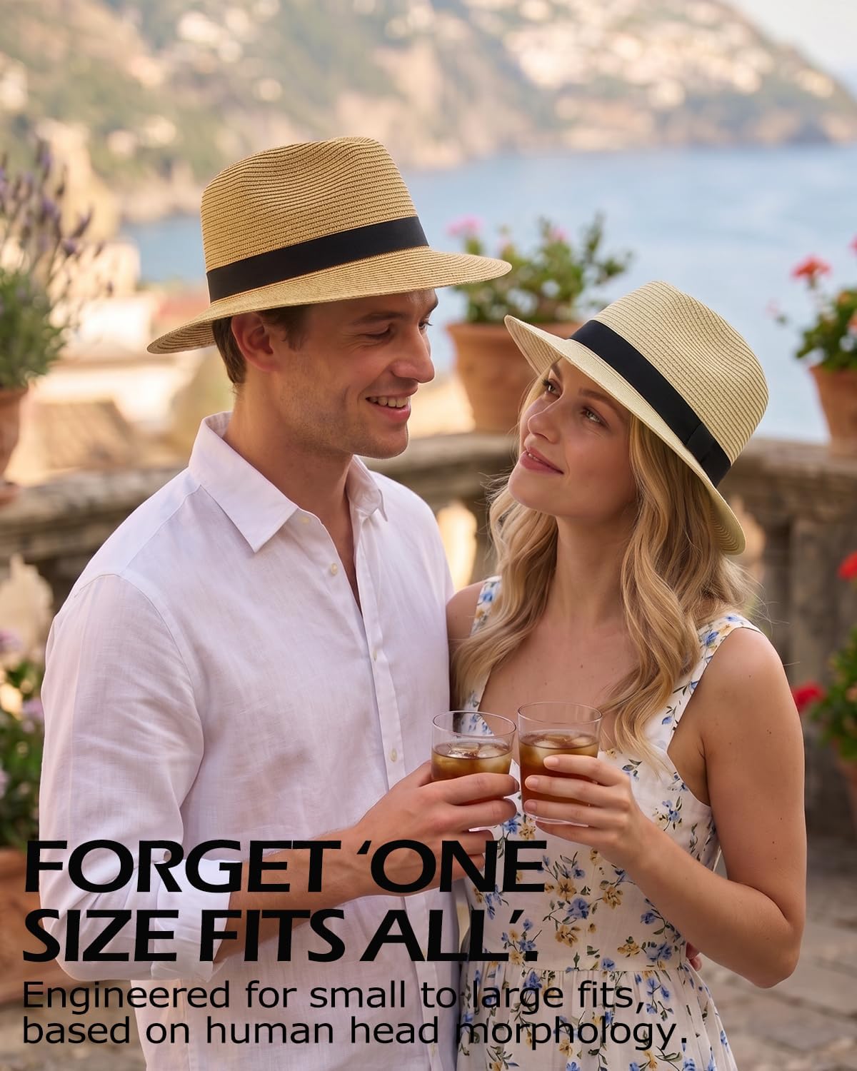 Zylioo XXL XL Straw Panama Sun Hat for Big Heads,M S UV Summer Fedora with Chin Strap,Beach Travel Outdoor Gift Box