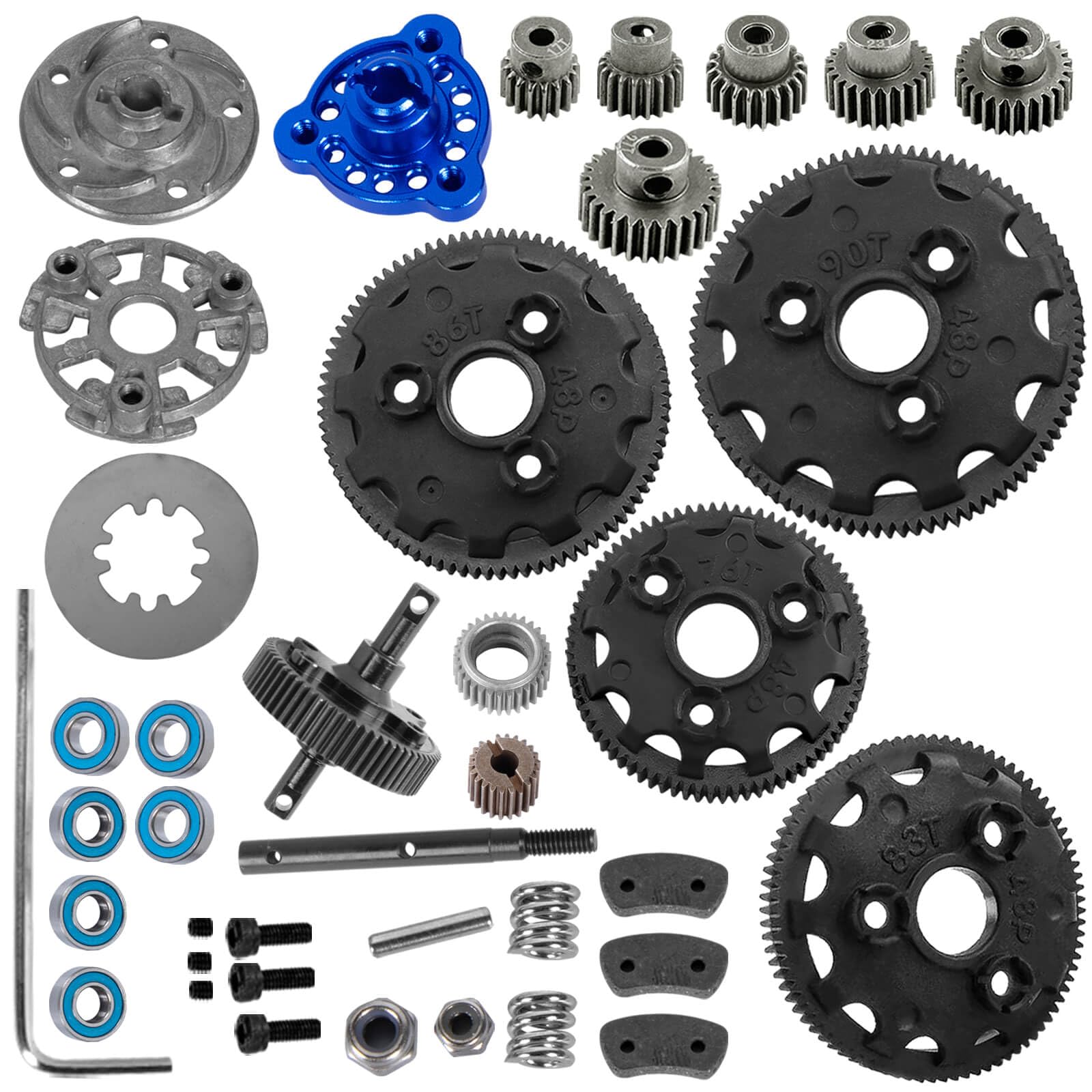 BRCatWPark RC 48P Spur Gear (76T 83T 86T 90T) Upgrades Part for 1/10 Slash/Rustler/Stampede/Bandit 2WD (VXL),w/Slipper Clutch & Transmission Gear &