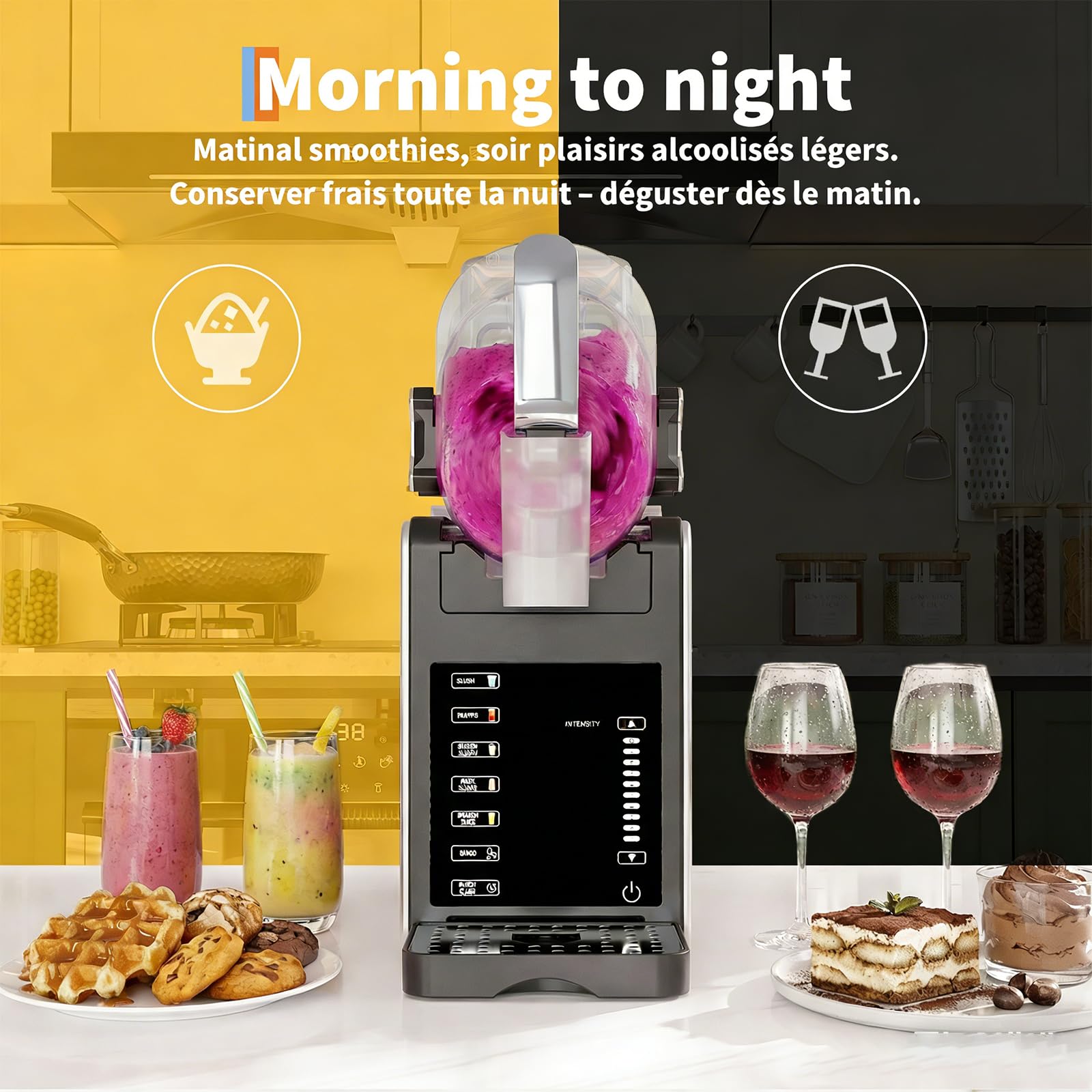 GarveeTech Slush-Eismaschine 200w Mit Selbstreinigung & 5 Programmen – 1,9l Tank Für Cocktails, Milchshakes, 12h Kühlhaltung, 400Ml Auffangschale– Ideal Für Haus, Bar & Küche