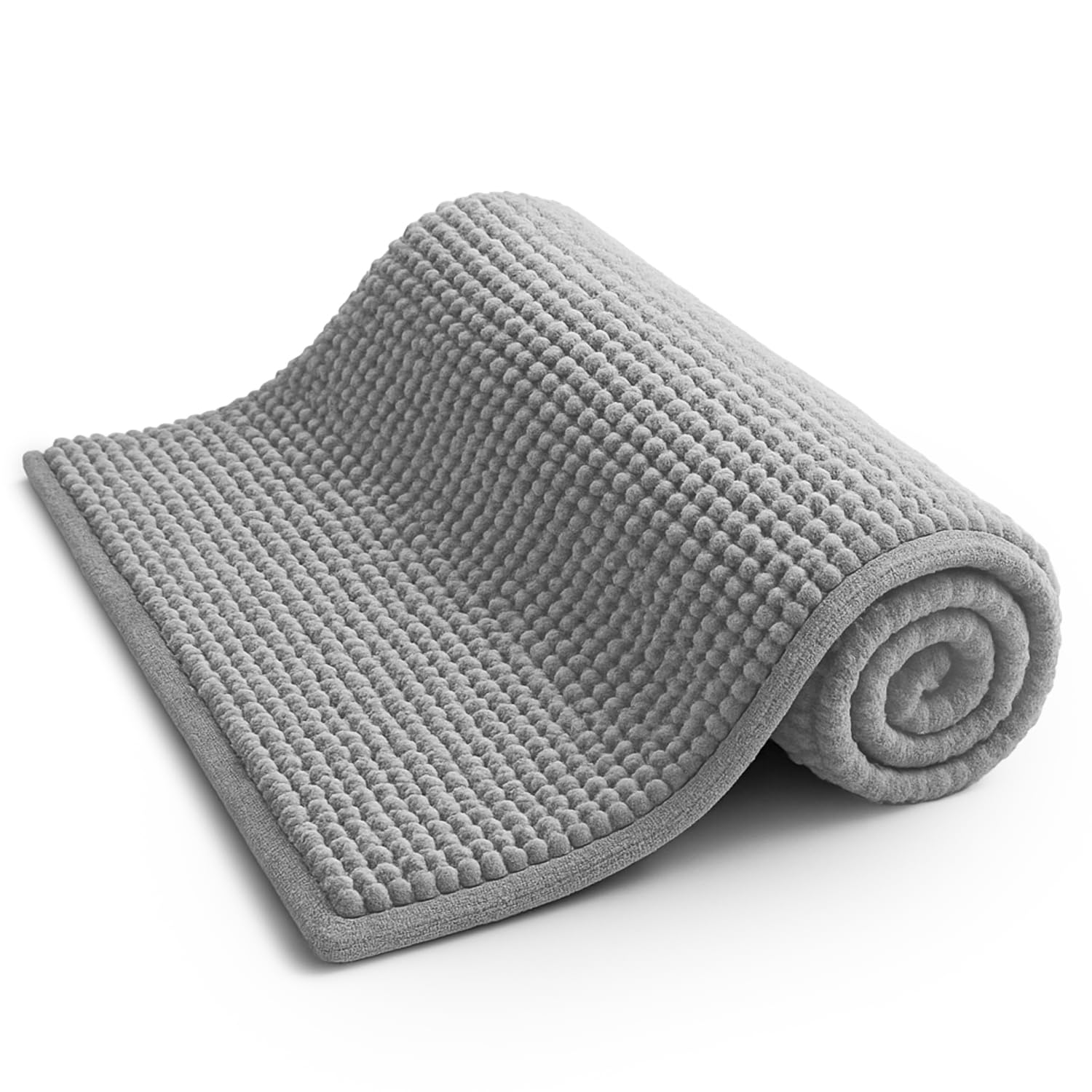 KEPLIN Non-Slip Microfibre Bath & Toilet Mat - Soft, Plush & Comfortable Rug with Machine Washable Design - Water Absorbent & Quick Drying to Keep Bathroom (40x60cm) Light Grey
