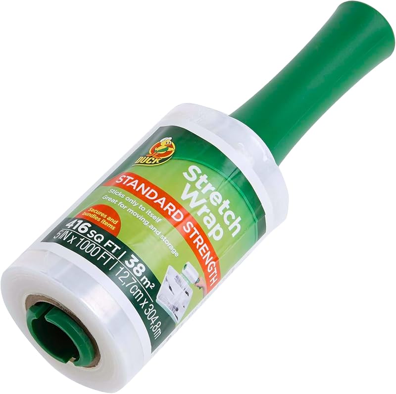 Duck Brand Rollo de envoltura elástica, envoltura de plástico transparente para mudanzas, 5 pulgadas x 1000 pies, 1 paquete, blanco (285849)