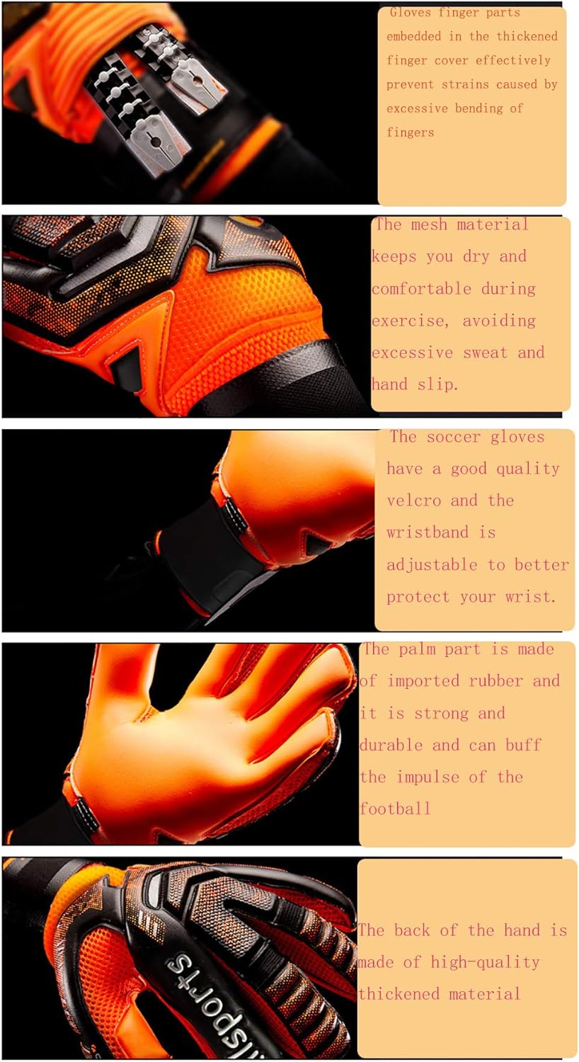 Qike Soccer Gloves Goalkeeper Protection Padded Football Protective Gear Set Football Goalkeeping Gloves Strong Grip，Finger Spines for Youth Adult : Everything Else