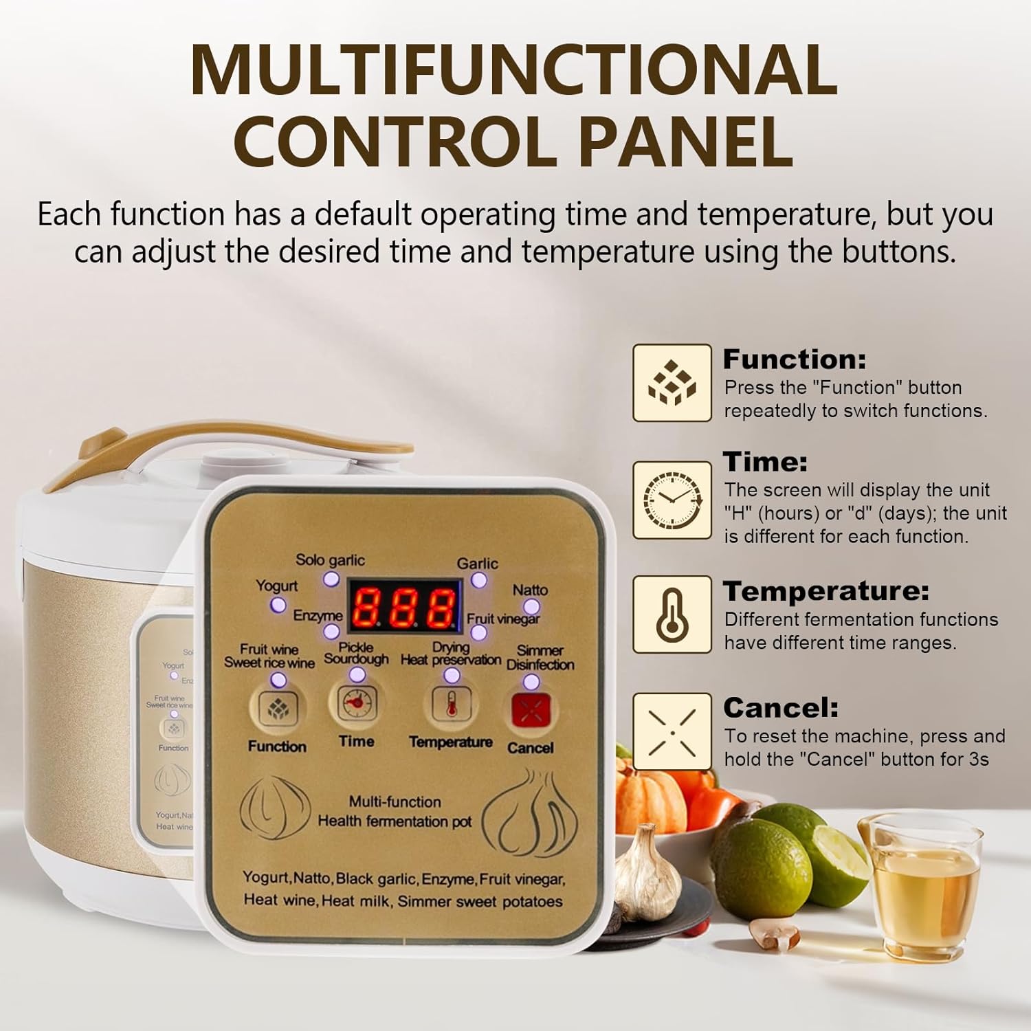6L Black Garlic Fermenter 90W Automatic Intelligent Fermentation Box with Inner Pot and Garlic Shelf, 7-12 Days Black Garlic Sweet Rice Wine Maker Natto Yogurt Fermentation Pot 110V 60HZ