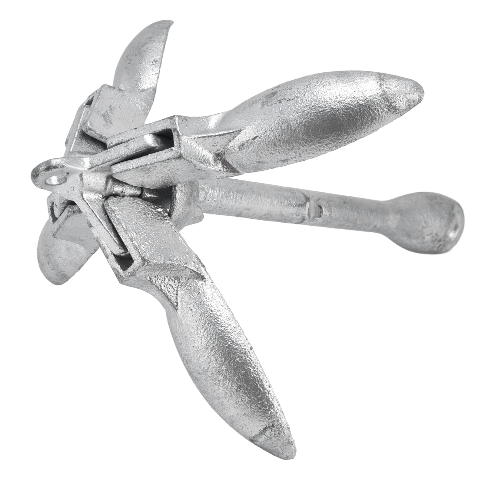 Ancora per Barche, 4 Flukes Ancora Grappino Pieghevole in Aiaio Al Carbonio, Ancora per Ombrello da 1,5 Kg per Barca da Pesca Gommone Canoa Yacht(3.31 lb-D'argento)