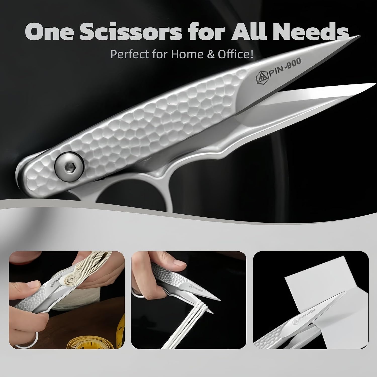 PIN-900 4.3 Inch Microcrystalline Steel Sewing Scissors, Ultra Sharp Precision Shears with Ergonomic Handle for Fabric, Leather, Quilting & Crafting