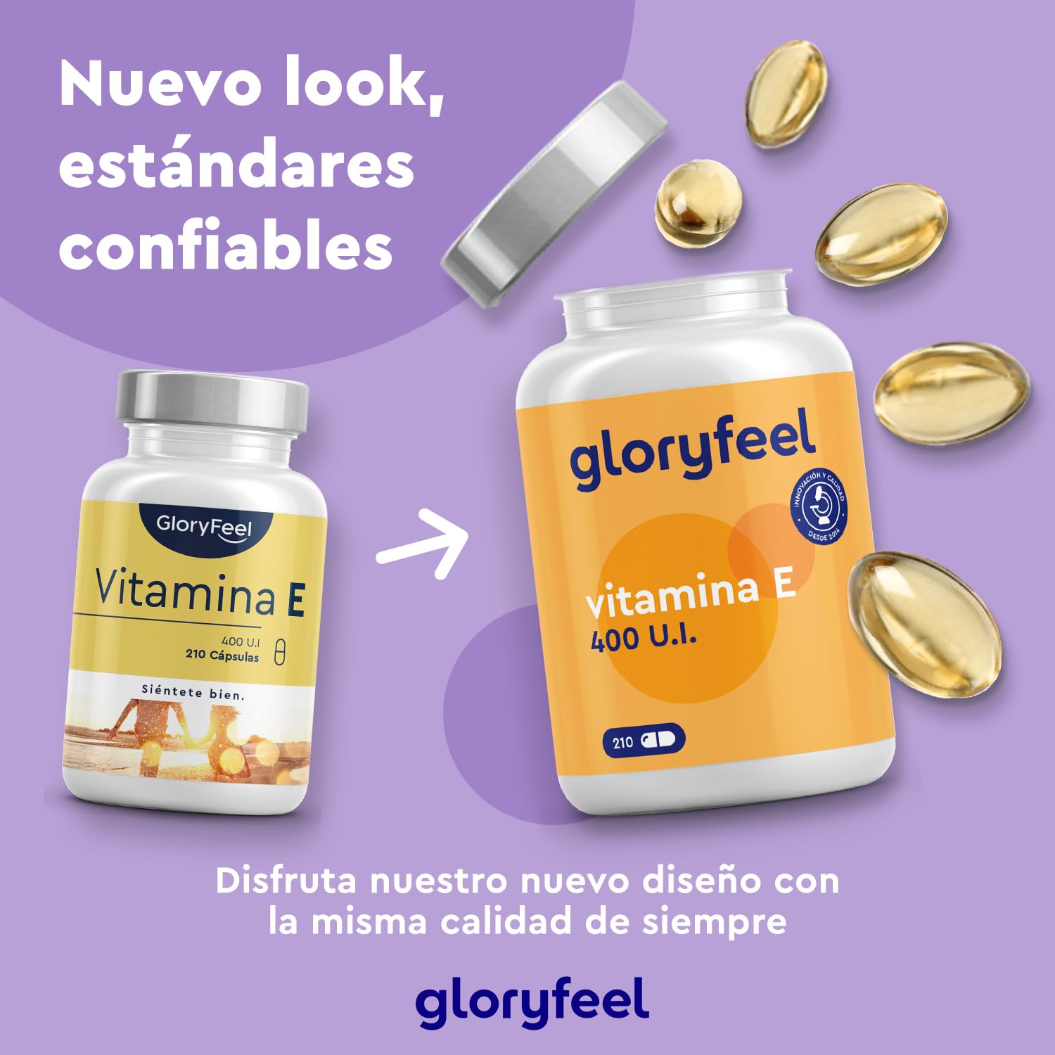 Vitamina E 400UI - 210 Cápsulas (Para 7 meses) - Antioxidante de D-α-tocoferol (la forma más Bioactiva de Vitamina E) - Protege las celulas del estres oxidativo* - Probado en laboratorio