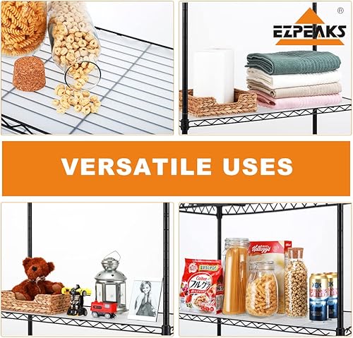 Miniatura 3 de EZPEAKS Estantería de 5 estantes con revestimientos para estantes, certificado NSF, ajustable, organizador de acero, capacidad de carga de 100