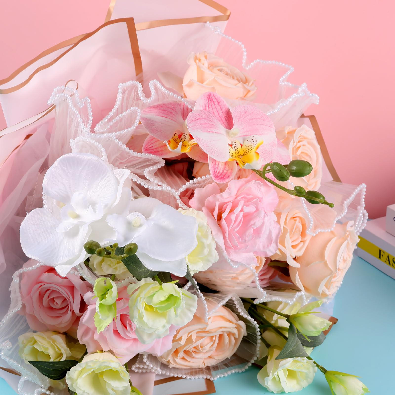 IWOLOMI Blumenbeutel Set – 150 Stück In 3 Farben Mit Bändern – Kraftpapier & Zellophan Für Blumensträuße