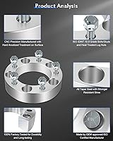Vista 5 de ECCPP 2 espaciadores de rueda de 1.25 pulgadas, 5 x 5.5, 0.197 x 5.500 in, 5 lengüetas de 1/2 pulgadas, pernos CB de 4.252 in para Dodge Ram 1500