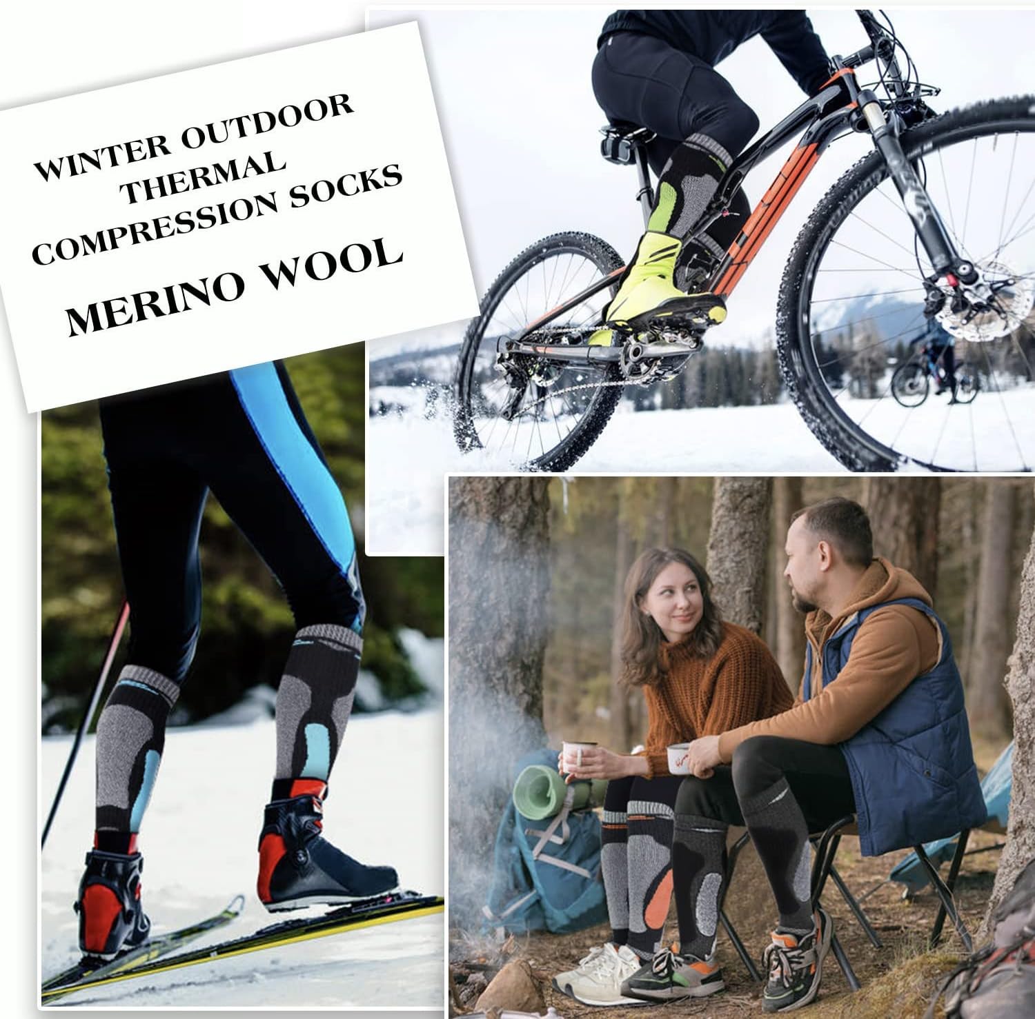 Merino Wool Ski Socks 2 Pairs for Mens Womens Knee High Thermal Snowboarding Socks for Cold Weather - Image 4