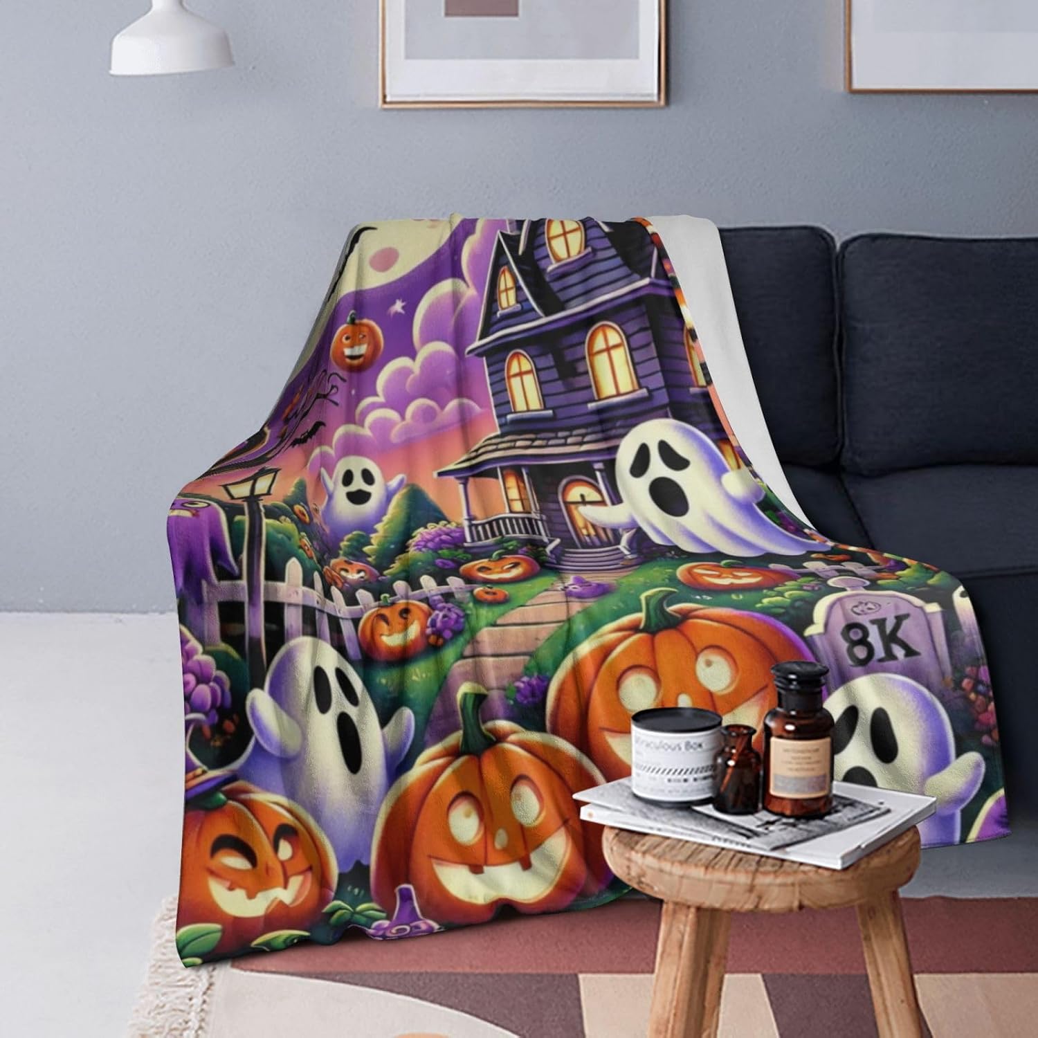 Halloween Pumpkin Blanket,Fall Halloween Throw Blanket Gifts for Women,Cozy Soft Flannel Fleece Quilt for Home Living Room Couch Bed Chair or Dorm Decor 60"x80"