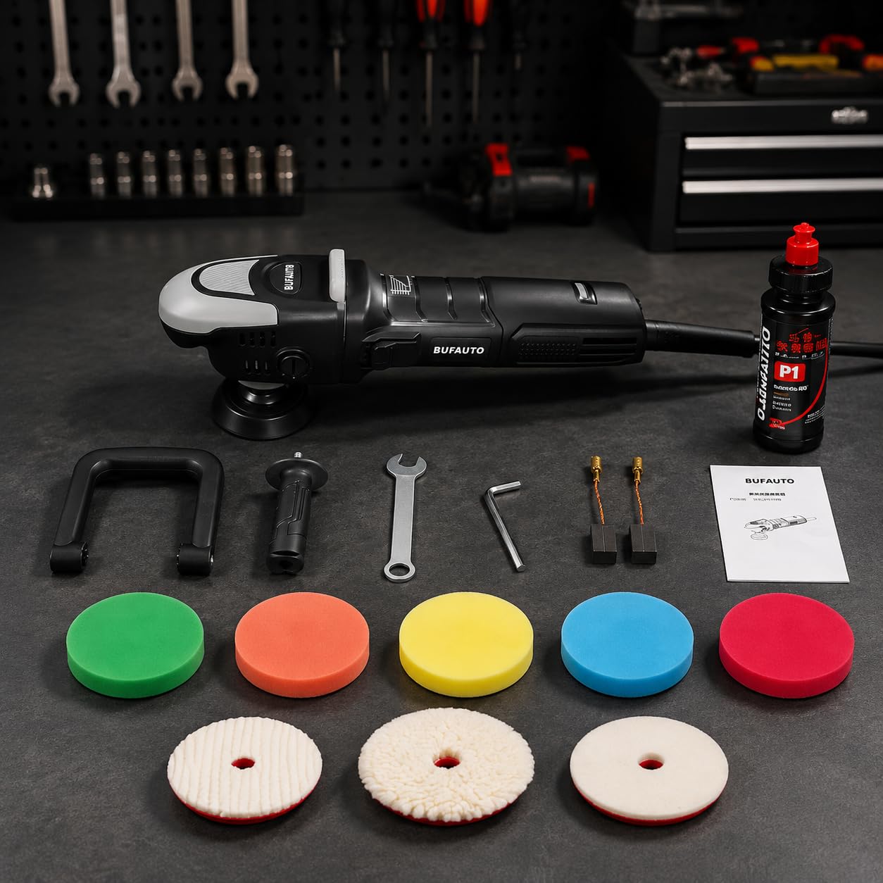 predolo Poliermaschine Auto Exzenter Rotations, 3 Zoll Mini Polierer Set mit 6 Geschwindigkeiten, 4m , für Lackdefekte und kleine Flächen , 3 Zoll kleiner Polierer-Polier
