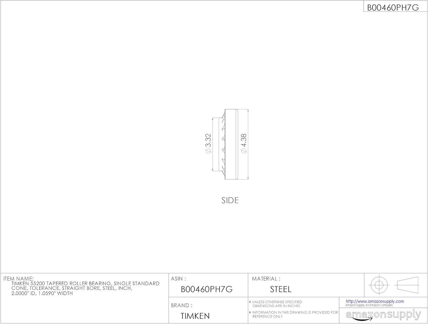 Timken Tapered Roller Bearing Cone - 55200