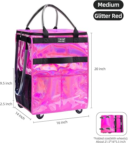 Miniatura 2 de Bolsa de comestibles reutilizable con ruedas, carrito de compras, bolsa con ruedas con 8 bolsillos y cubierta con cremallera, plegable, asas