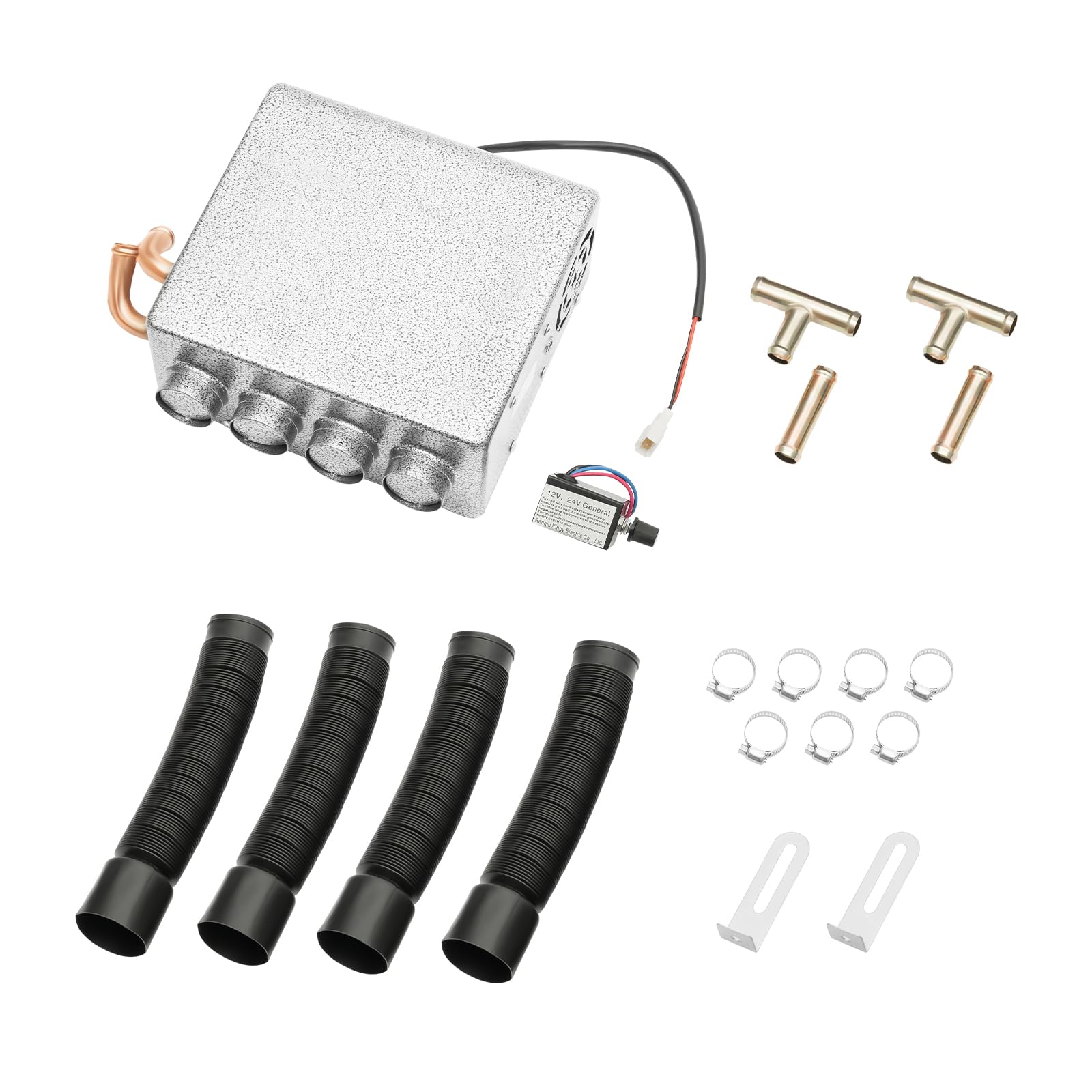 Calefacción universal para coche de 12 V, calefacción rápida para camiones y coches, tubos de calefacción de cobre y 4 salidas de aire, ahorro de energía