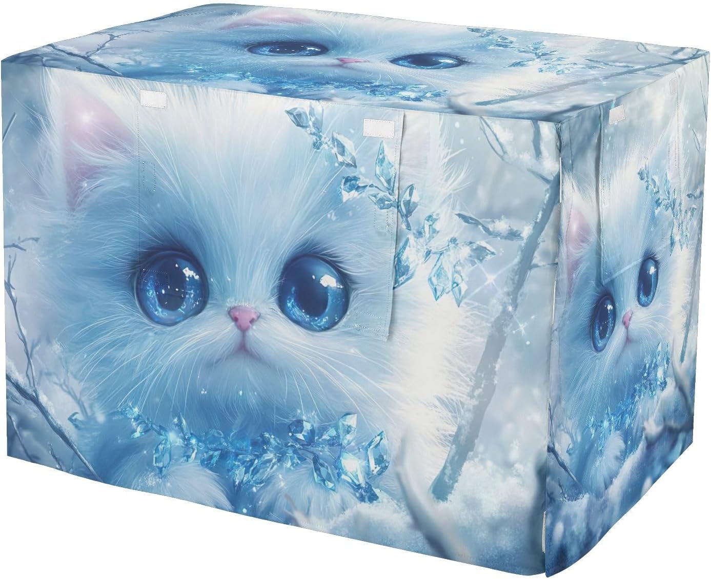Cute White Cat Dog Crate Covers Water-Resistant, S-XL Wind-Resistant Crate Cover for Dog, X-Large