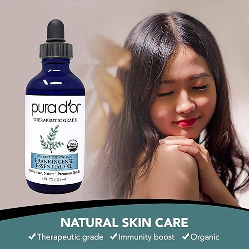 Miniatura 5 de PURA D'OR Aceite esencial de incienso orgánico (4 onzas con cuentagotas de vidrio) 100% puro y natural de grado terapéutico para cabello, cuerpo,