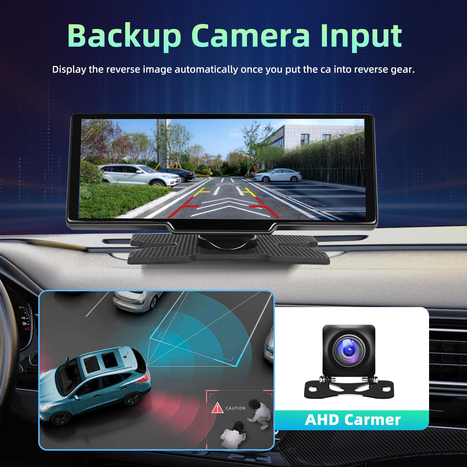 Écran Portable sans Fil 10.26" CarPlay Voiture avec 2,5K Dashcam & 1080P Caméra de Recul, Ecran Carplay MirrorLink, Navigation GPS, Siri G00gle Assistant Vocal, Bluetooth, FM, Aux, 64G TF Carte