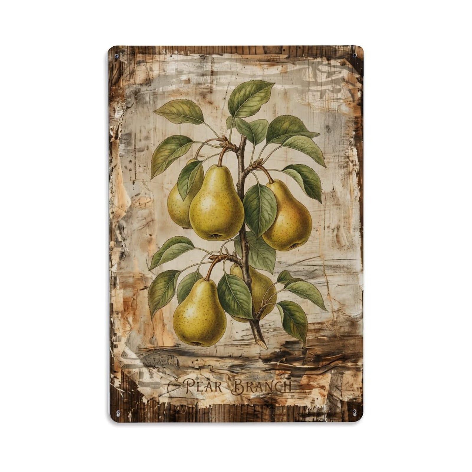 Pear Branch Botanical 1 Vintage Metal Tin Sign Plaque Wall Decor for Cafe, Club, Garden Metal Poster 8x12Inch