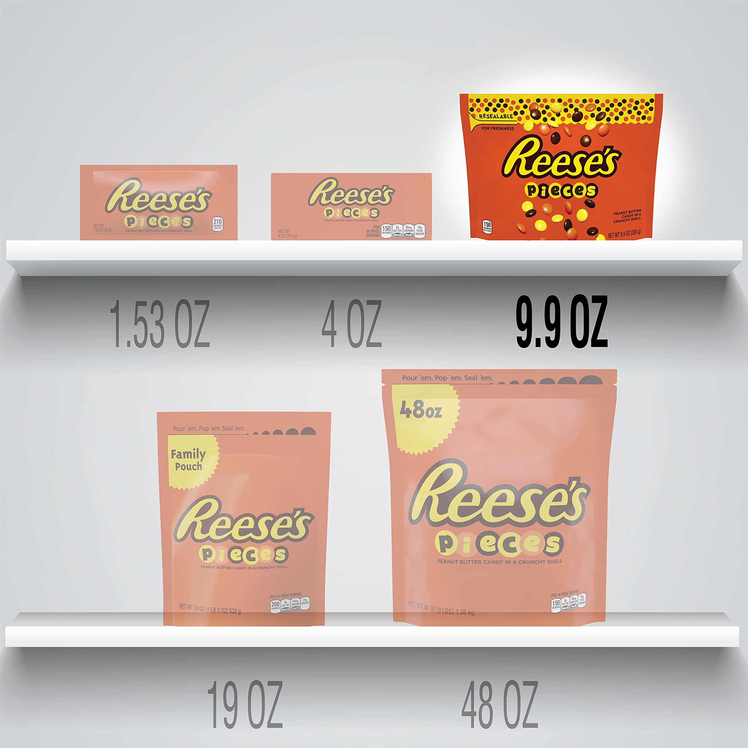 REESE'S PIECES Peanut Butter in a Crunchy Shell Candy, Gluten Free, 9.9