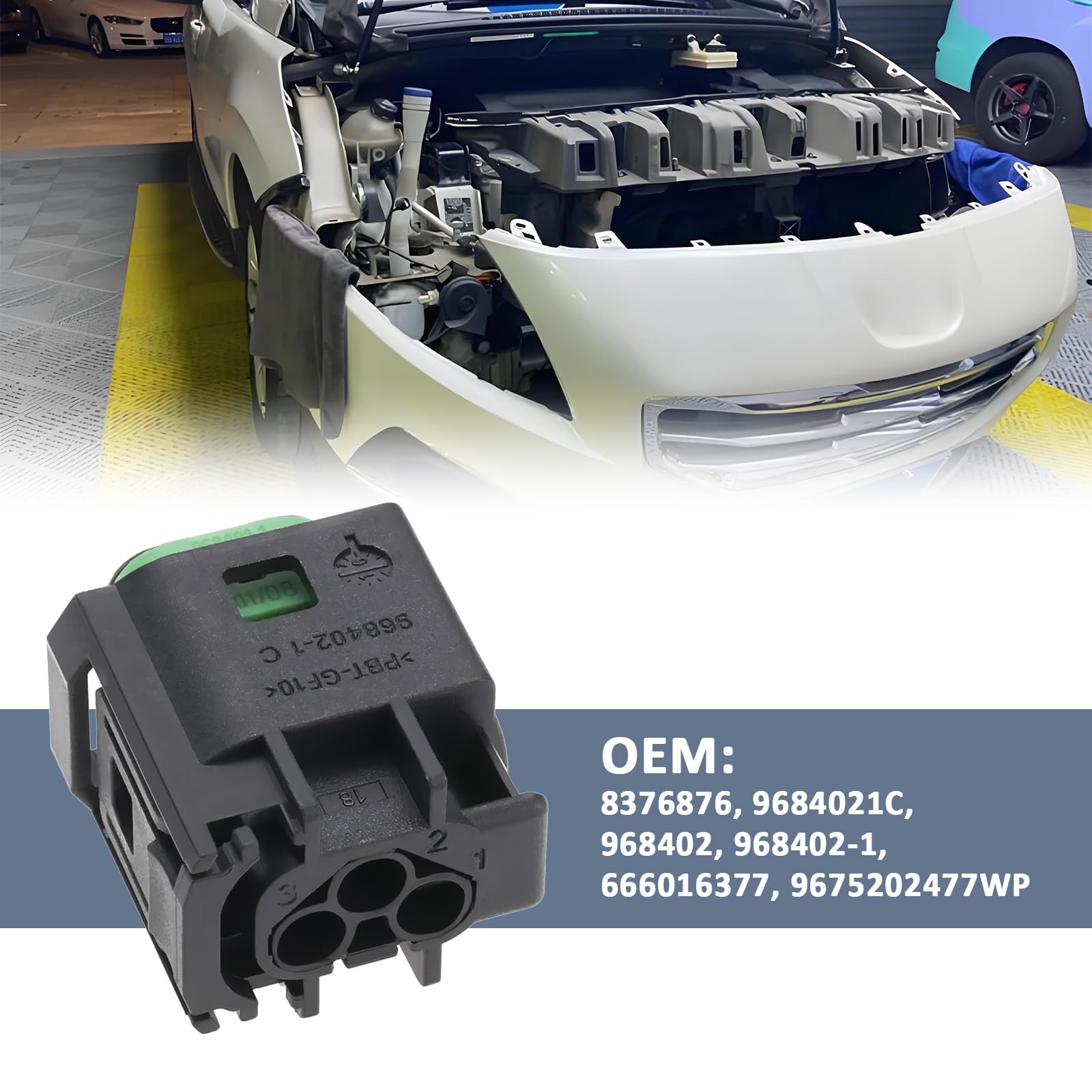 1 Jeu de Connecteurs de Pédale de Capteur de Radar Automobile Étanche à 3 Broches 968402-1,966601 Compatible avec BMW Compatible avec Peugeot Compatible avec Citroën
