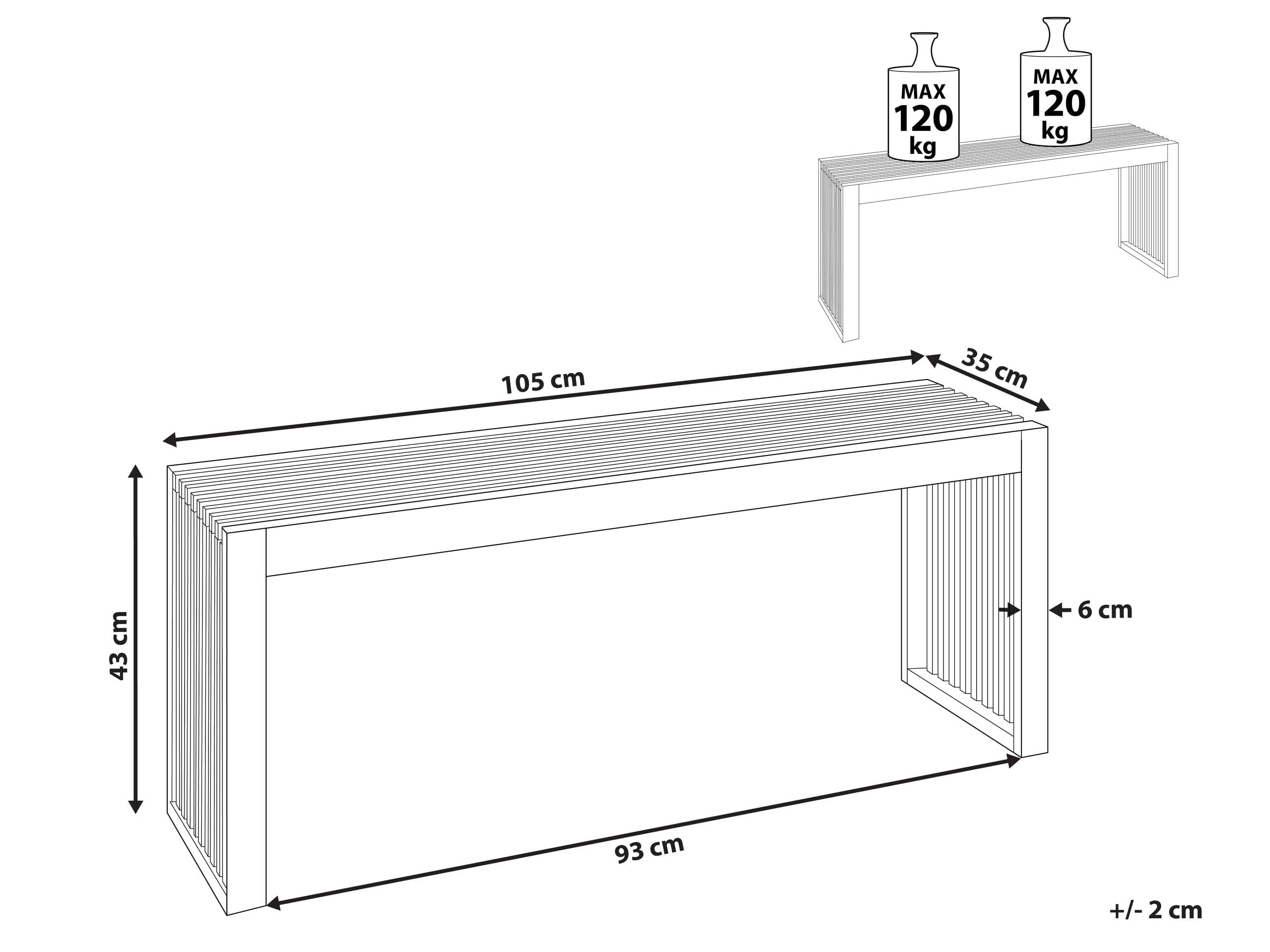 Banc de Salle à Manger 2 Places Intérieur Extérieur 105 cm en Bois d'Acacia Clair Bellano