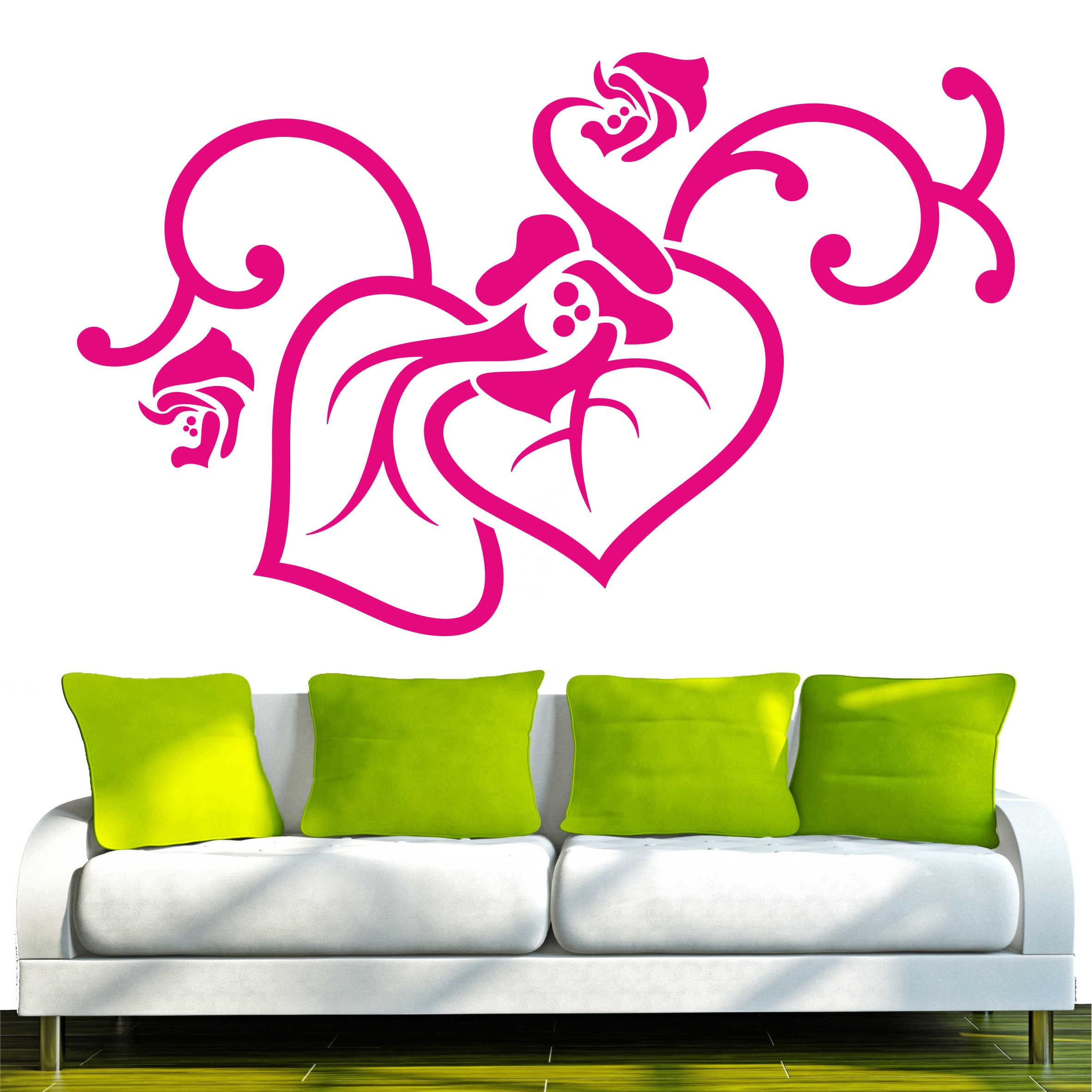 Wandtattoo Blumen & Pflanze – Selbstklebende Deko Für Wohnzimmer, Kinderzimmer, Büro – Größe 96x30 Cm, Matt, Pink (Farbe: W450)